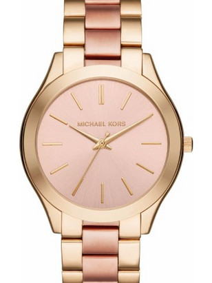 Michael Kors Slim Runway Γυναικείο Ρολόι με Ροζ Χρυσό Μεταλλικό Μπρασελέ MK3493