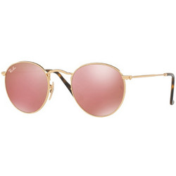 Ray-Ban RB3447N 001/Z2 Ανδρικά Γυαλιά Ηλίου Στρογγυλά Μεταλλικά Χρυσά με Ροζ Καθρέπτη Φακό