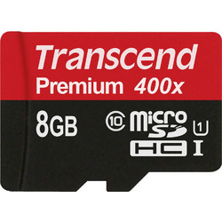 Transcend Premium 400X microSDHC 8GB Class 10 U1 UHS-I + Adapter