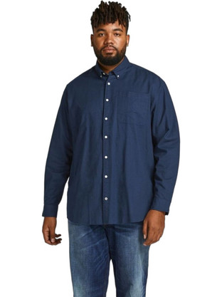 Jack & Jones Ανδρικό Πουκάμισο Βαμβακερό Μακρυμάνικο Slim Fit Navy Μπλε 12190444