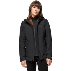 Jack Wolfskin Γυναικείο Μπουφάν Χειμωνιάτικο Softshell Μακρύ Μαύρο 1115621-6000