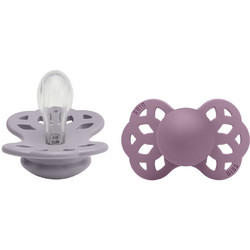 BIBS Infinity Symmetrical Ορθοδοντικές Πιπίλες Σιλικόνης 0m+ Fossil Grey Mauve 2τμχ