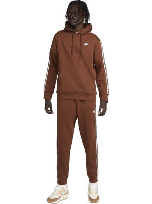 Nike Sportswear Ανδρικό Σετ Φόρμας Fleece με Λάστιχο Καφέ FB7296-259