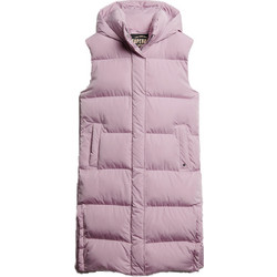 Superdry Stud Αμάνικο Γυναικείο Μπουφάν Χειμωνιάτικο Puffer Μακρύ Ροζ W5011641A-9UZ