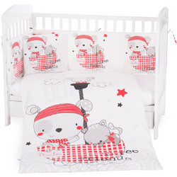 KikkaBoo Pirates Σετ Κούνιας 60x120cm White/Red 6τμχ
