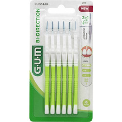 Gum Bi-Direction Μεσοδόντια Βουρτσάκια 0.7mm Πράσινα 6τμχ