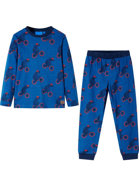 vidaxl Παιδική Πιτζάμα Βαμβακερή Χειμωνιάτικη Royal Blue 13359