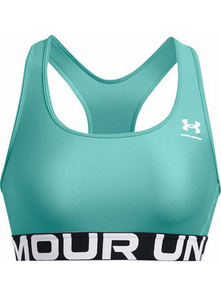 Under Armour HeatGear Mid Branded Sports Αθλητικό Μπουστάκι με Μέτρια Στήριξη & Ελαφριά Ενίσχυση Τιρκουάζ 1383544-482
