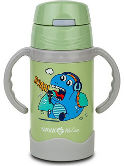 Nava We Care Παιδικό Μπουκάλι Θερμός Ανοξείδωτο BPA Free με Καλαμάκι Πράσινο Mint 300ml