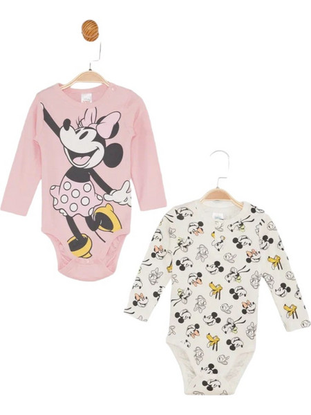 Disney Minnie & Friends Σετ Φορμάκια Εσώρουχα Μακρυμάνικα για Κορίτσι Λευκό Ροζ MN21191
