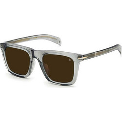 David Beckham DB7066FS FT3/70 Ανδρικά Γυαλιά Ηλίου Τετράγωνα Κοκάλινα Διαφανή με Μαύρο Polarized Φακό