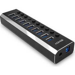 Lindy 43370 USB Hub 3.0 USB-A με 10 Θύρες USB-A & Εξωτερική Παροχή Ρεύματος