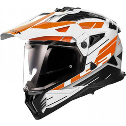 LS2 MX702 Pioneer II Namib Gloss White Orange Κράνος Μηχανής On / Off 1400gr