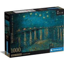 Puzzle Clementoni Compact Box Museum Collection Van Gogh Έναστρη Νύχτα Πάνω Από Το Ρήνο 1000 Κομμάτια