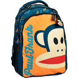Back Me UP Paul Frank Logo Σχολική Τσάντα Πλάτης Δημοτικού Μπλε Πορτοκαλί 346-87031