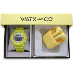 Watx & Co Ψηφιακό Γυναικείο Ρολόι Χρονογράφος με Κίτρινο Καουτσούκ Λουράκι WAPACKEAR17M