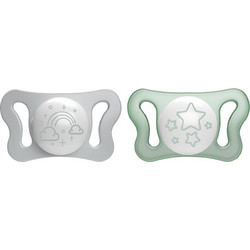 Chicco Physio Micro Ανατομική Ορθοδοντική Πιπίλα Σιλικόνης Νυκτός 0-2m Γκρι