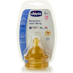 Chicco Well-Being Θηλή Καουτσούκ για Μπιμπερό 2m+ Μεσαίας Ροής 2τμχ