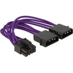 DeLOCK 83703 Καλώδιο Τροφοδοσίας 8-Pin EPS Male to 2 x 4-Pin Molex Male 0.15m Purple