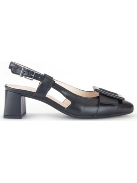 Gabor Ανατομικές Γόβες Slingback Δερμάτινες με Χοντρό Χαμηλό Τακούνι Μαύρες 42.262.57