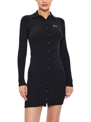 Tommy Jeans Mini Καθημερινό Φόρεμα Σεμιζιέ Μαύρο DW0DW18481-BDS