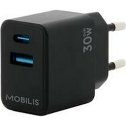 Mobilis Φορτιστής χωρίς Καλώδιο με Θύρα USB-A & Θύρα USB-C 30W 001362 Black