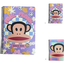 Back Me UP Paul Frank Logo Girl Σπιράλ Τετράδιο Ριγέ B5 70 Φύλλων 2 Θεμάτων Λιλά 2 Σχέδια 346-86402