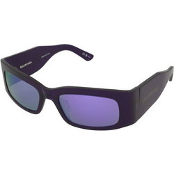 Balenciaga BB0328S 005 Ανδρικά Γυαλιά Ηλίου Ορθογώνια Κοκάλινα Μαύρα με Μπλε Φακό