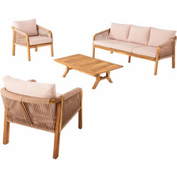 HomeMarkt Rosswell Σετ Σαλόνι Κήπου Μασίφ Ξύλο 4τμχ Μπεζ HM6084.02