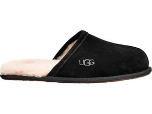 UGG Scuff Δερμάτινες Χειμερινές Ανδρικές Παντόφλες με Γούνα Μαύρες 1101111-BLK