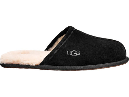 UGG Scuff Δερμάτινες Χειμερινές Ανδρικές Παντόφλες με Γούνα Μαύρες 1101111-BLK