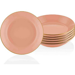 Hermia Salmon-Gold Πιάτα Βαθιά Κεραμικά 20cm 6τμχ SALMON-GOLD