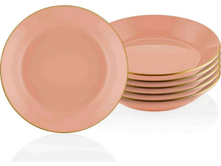 Hermia Salmon-Gold Πιάτα Βαθιά Κεραμικά 20cm 6τμχ SALMON-GOLD