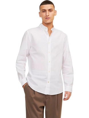 Jack & Jones Rebel Ανδρικό Πουκάμισο Βαμβακερό Μακρυμάνικο Κανονική Γραμμή Λευκό 12264384