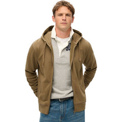 Superdry Contrast Stitch Ανδρική Ζακέτα Φούτερ με Κουκούλα και Φερμουάρ Καφέ M2013487A-C7G