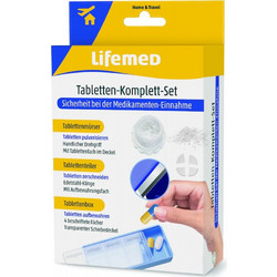 Lifemed Θήκη Χαπιών 4 Θέσεων με Κόφτη & Τρίφτη Μπλε