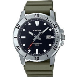 Casio Ανδρικό Ρολόι με Χακί Καουτσούκ Λουράκι MTP-VD01-3EVUDF