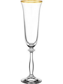 Crystal Bohemia Ποτήρι Σαμπάνιας Κρύσταλλο Κολωνάτο Angela Gold Διαφανές Χρυσό 962-ΚΠ262