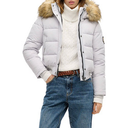 Superdry Γυναικείο Μπουφάν Χειμωνιάτικο Puffer Κοντό Γκρι W5011785A-FRM