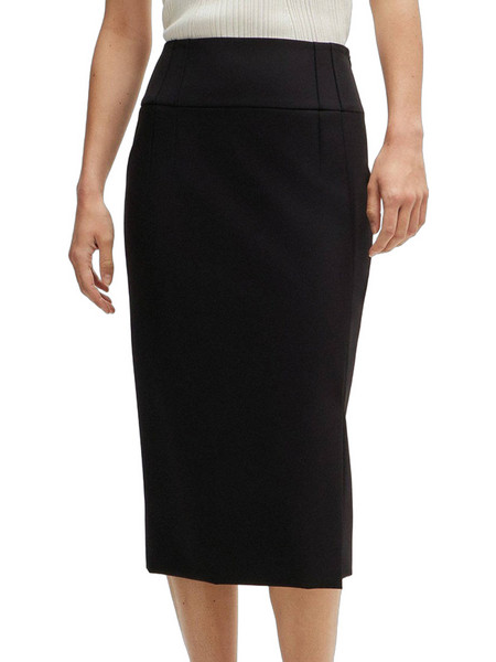 Hugo Boss Μίντι Φούστα Υφασμάτινη Ψηλόμεση Pencil Μαύρη 50518858-001