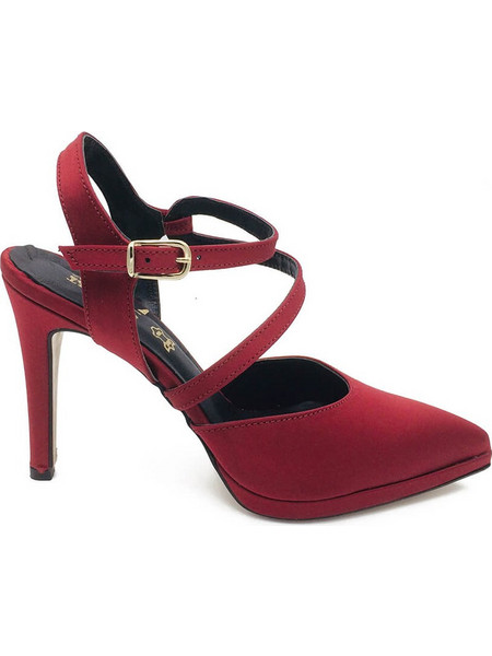 Smart Cronos Γόβες Suede με Τακούνι Στιλέτο με Λουράκι & Φιάπα Μπορντό 7400-1968
