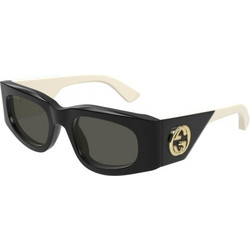 Gucci GG1664S 001 Γυναικεία Γυαλιά Ηλίου Οβάλ Κοκάλινα Μαύρα με Μαύρο Φακό