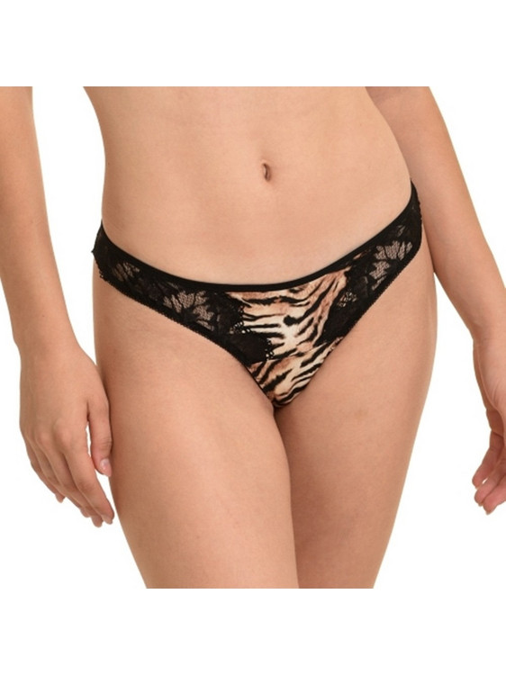 Miss Rosy Γυναικείο String με Δαντέλα Καφέ Μαύρο 11196