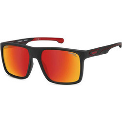 Carrera CA049S 003UZ Ανδρικά Γυαλιά Ηλίου Τετράγωνα Κοκάλινα Μαύρα με Πορτοκαλί Καθρέπτη Φακό