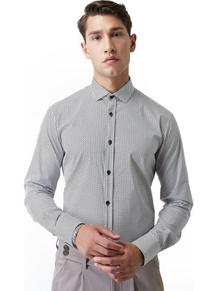 Stefan Ανδρικό Πουκάμισο Βαμβακερό Μακρυμάνικο Slim Fit Λευκό 9007-FW24