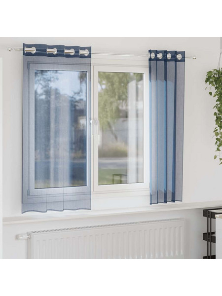 vidaXL Κουρτίνα Παραθύρου Βουάλ με Τρουκς 140x140 2τμχ Μπλε Ρουά 4102113