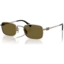 Miu Miu MUA53S 26C09Z Ανδρικά Γυαλιά Ηλίου Ορθογώνια Μεταλλικά Ασημί με Καφέ Φακό
