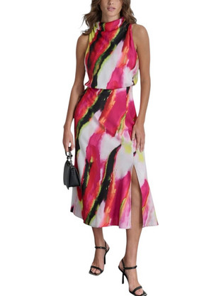 DKNY Midi Καλοκαιρινό Φόρεμα για Γάμο / Βάπτιση Πολύχρωμο P4JBNZ22-JYS