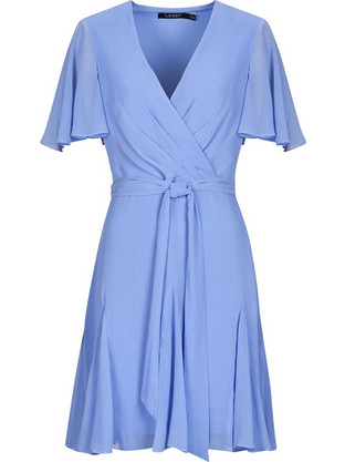 Lauren Ralph Lauren Mini Καλοκαιρινό Βραδινό Φόρεμα Κρουαζέ Γαλάζιο 250938944003