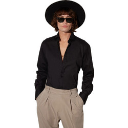 Stefan Ανδρικό Πουκάμισο Βαμβακερό Μακρυμάνικο Slim Fit Μαύρο 9029-SS24